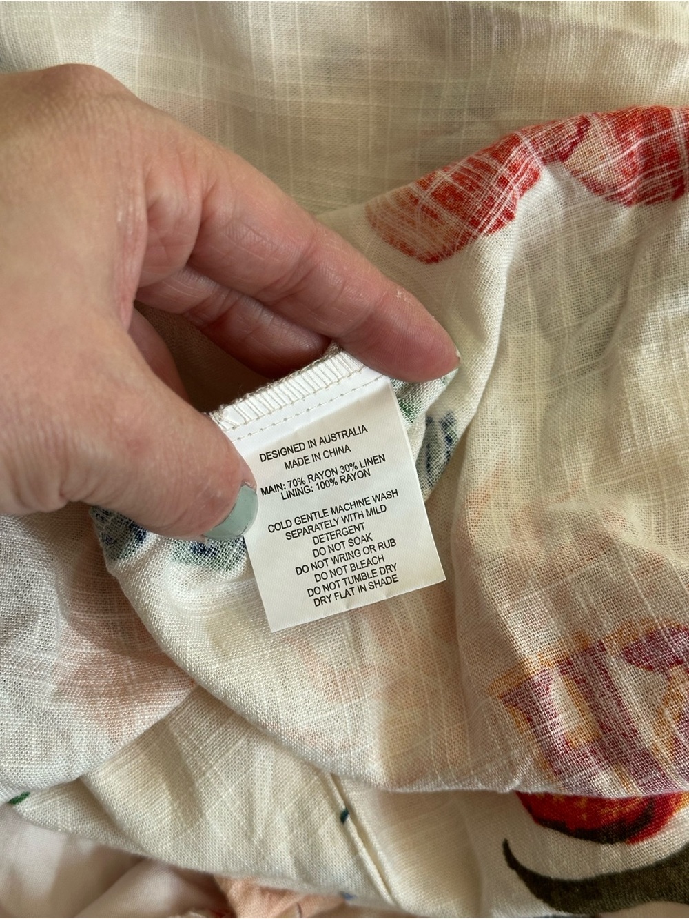 Linen Tie Back Fruit-Print Maxi Slip Dress with Spaghetti Straps - Picture 8 of 8